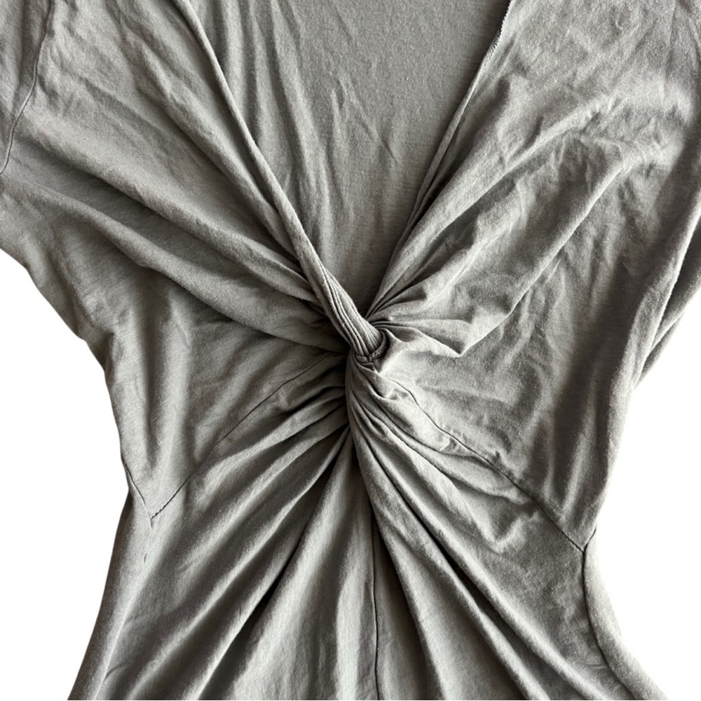 Velvet By Graham & Spencer Gray Twist Front V-Neck Short Sleeve Top - Picture 3 of 7